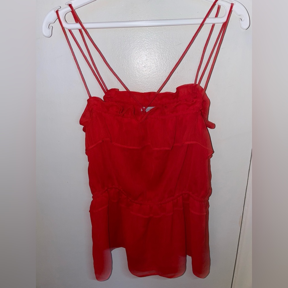 H & M Sheer Sleeveless, Halter Strappy Orange Top (Size 8)